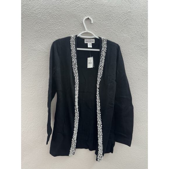 Bloomingdales Womens Cardigan Size Medium Black Cashmere Embellished NWT - Picture 1 of 13